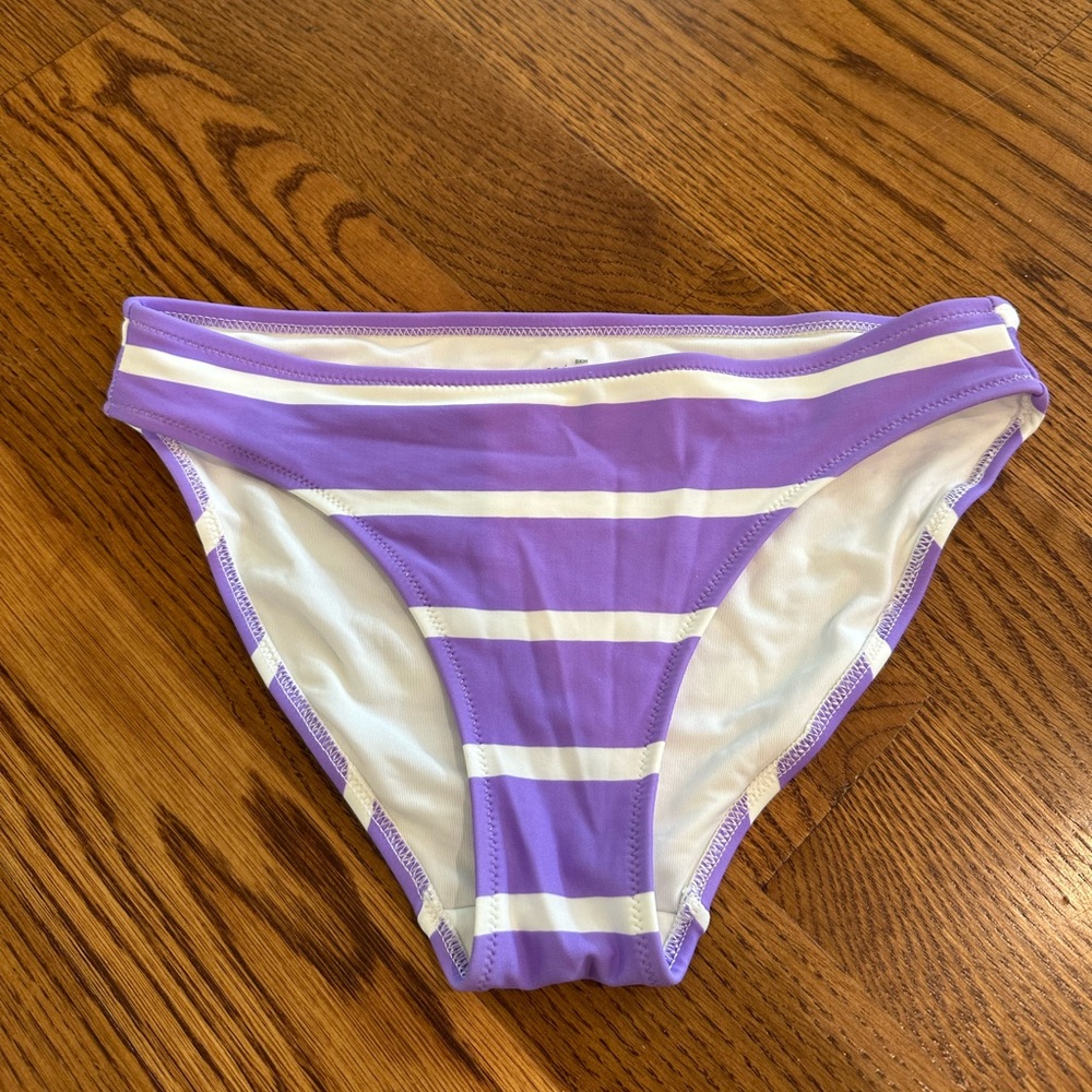 Aerie Purple and White Striped Bikini Bottom